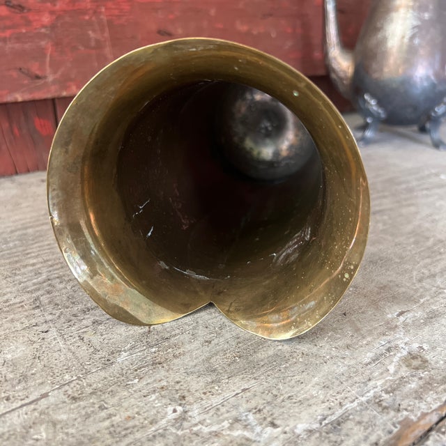 Vintage Brass Fluted Vase 9"x5" India Handmade Decorative Accent For Sale - Image 4 of 11