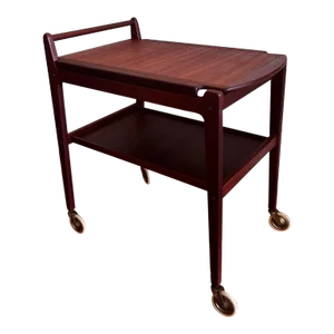 1960s Swedish Modern Mid Century Erik Gustafsson for Mobelfabrik Teak & Rosewood Bar Cart