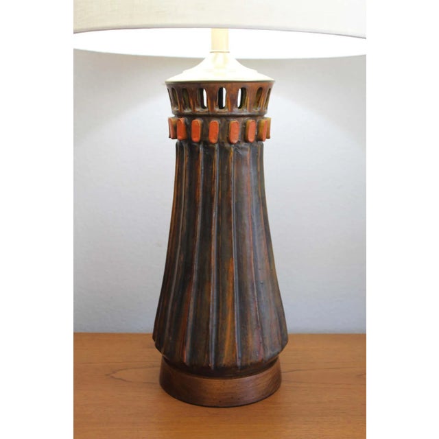Brown Ceramic Lamp by Alvino Bagni for Raymor For Sale - Image 8 of 11
