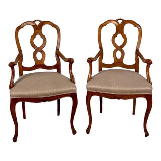 Circa 1900 Pear Wood Italian Armchairs, a Pair For Sale