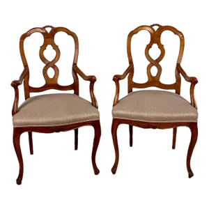 Circa 1900 Pear Wood Italian Armchairs, a Pair