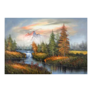 Mountain Landscape With Waterfall (102), Shumu Fu Oil on Canvas