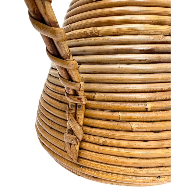 French Pencil Reed Rattan Vase, 1950s For Sale - Image 17 of 18