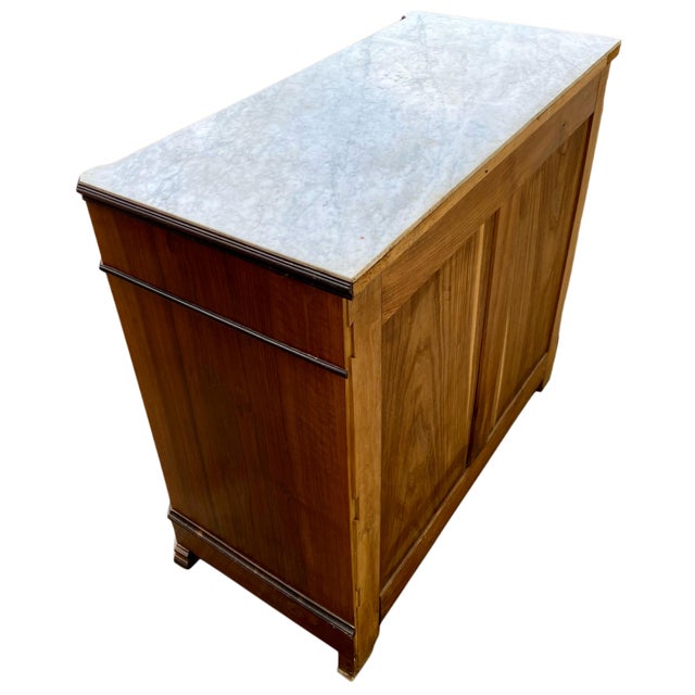 Vintage Louis Philippe Chest of Drawers with Fitted White Marble Top, 1960s For Sale - Image 6 of 8