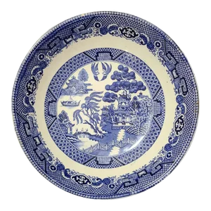 Antique Societe Ceramique Maestricht Blue Willow Serving Bowl, Made in Holland