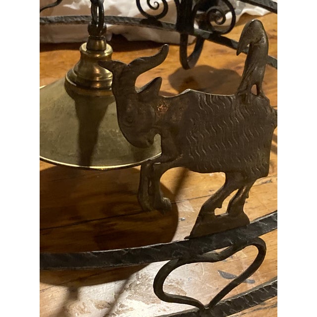 English Early 20th Century European French/English Country Style Iron Chandelier With Brass Animals For Sale - Image 3 of 12