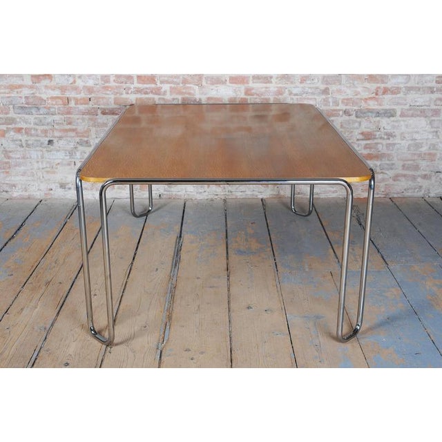 Bauhaus Dining Table, attributed to R. Slezák, Chrome, Polished Oak, Czech, 1930s For Sale - Image 13 of 18