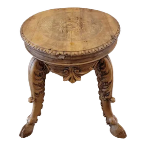 19th Century Swedish Renaissance Revival Birch Piano Stool / Side Table