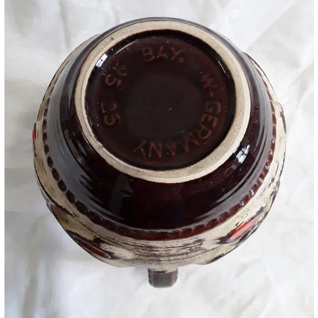 Vintage German Beige and Brown Ceramic Vase with Colored Flower Decor from Bay Keramik, 1990s For Sale - Image 3 of 4