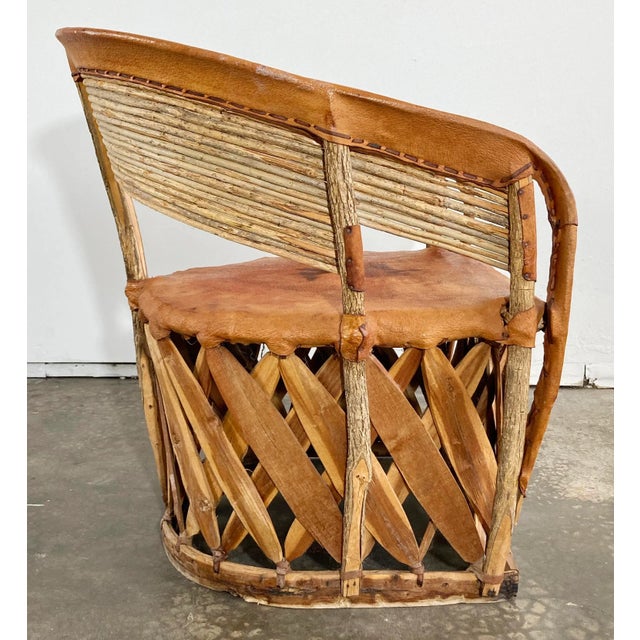 Vintage Mexican Cedar Wood and Leather Equipale Lounge Chair For Sale In Kansas City - Image 6 of 12