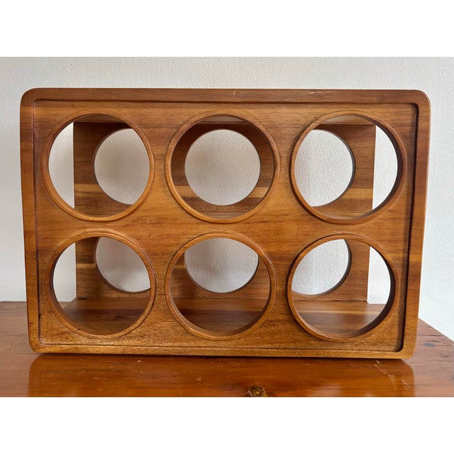 Brown 1970s Vintage Danish Modern Walnut Wine Rack, Holds 6 Bottles For Sale - Image 8 of 11
