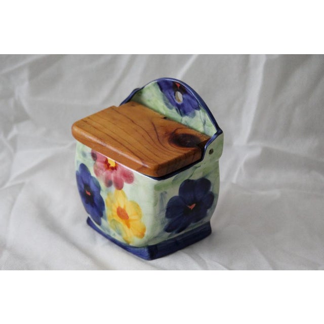 Wood Flower Decor Ceramic Salt Box, 1950s For Sale - Image 7 of 18