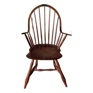 Antique 19th Century Windsor Spindle Back Plank Seat Armchair For Sale