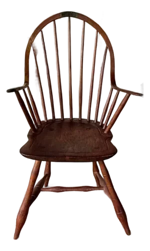 Antique 19th Century Windsor Spindle Back Plank Seat Armchair