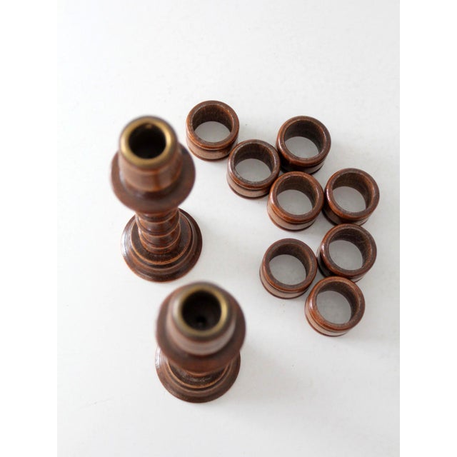 Vintage Modular Wood Candlestick Holders Pair For Sale - Image 12 of 18