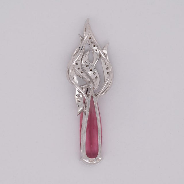 Pink 3.2Ct Pink Tourmaline Pendant With Earth Mined Diamond Accents: Solid 18k Gold For Sale - Image 8 of 8