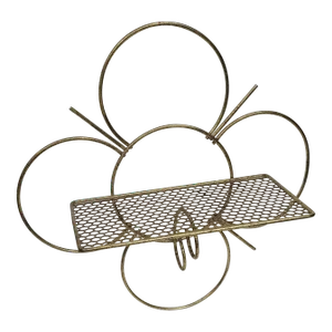 1950s Gold Wire Wall Shelf – Atomic Mid-Century Modern Metal Flower Design, Matégot Style