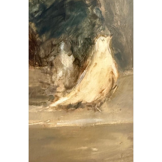 Seymour Remenick, American Modernist Seymour Remenick Oil Painting Men with Pigeons Philadelphia, c.1970's For Sale - Image 4 of 9