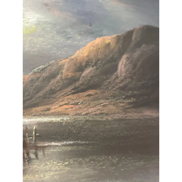 Vintage Original Landscape with Windmill Painting with Victorian Style Frame For Sale In Seattle - Image 6 of 7