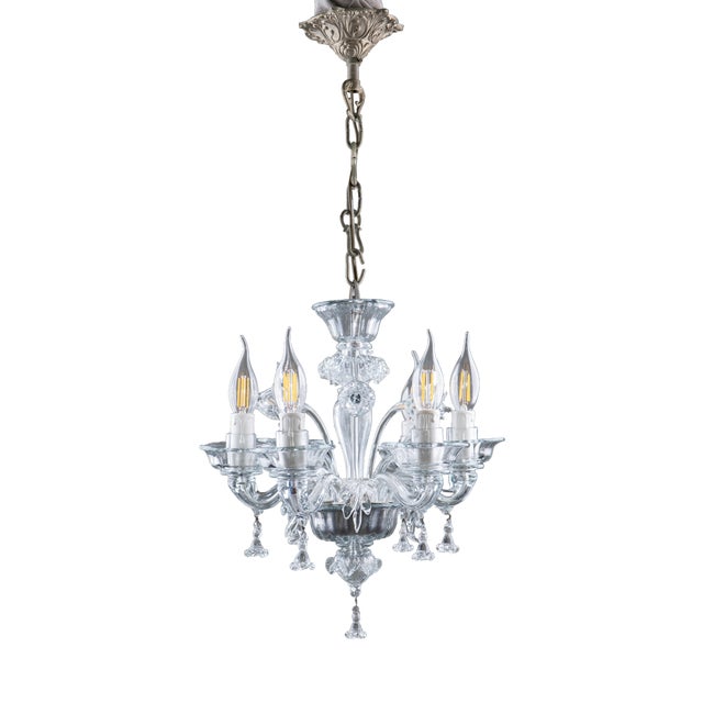 Vintage Art Deco Murano Glass Chandelier by Flavio Poli for Seguso, 1950s For Sale