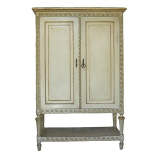 Antique Italian Painted Cabinet With Gold Leaf Accents, Circa 1930s For Sale