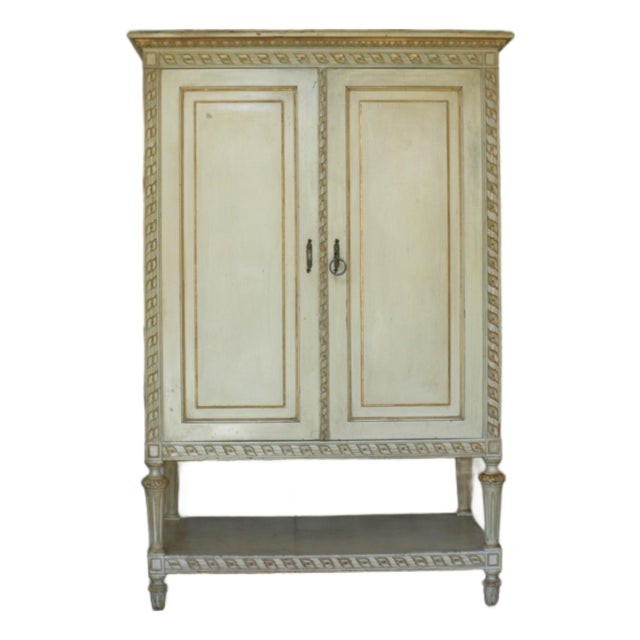 Antique Italian Painted Cabinet With Gold Leaf Accents, Circa 1930s For Sale