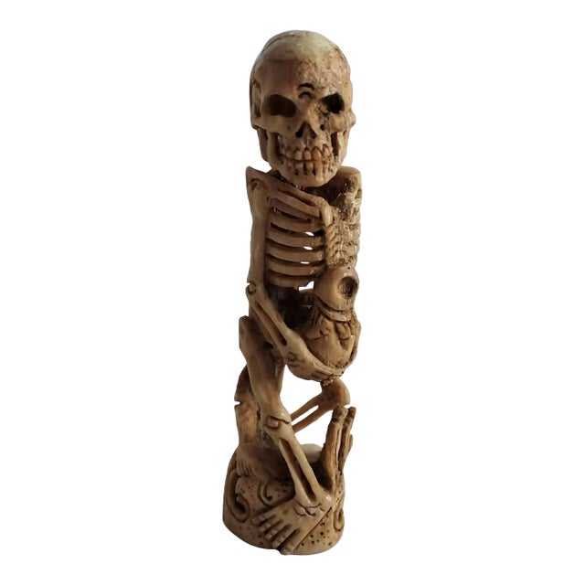 Antique Memento Mori Bone Carving – Vanitas Sculpture For Sale