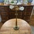 Wood Vintage Mid Century Modern Walnut Brass Skinny Table Lamp Original Gunmetal Drum Shade For Sale - Image 7 of 12