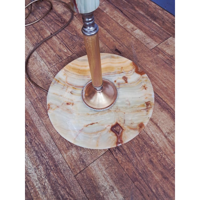 Vintage Art Deco Floor Lamp in Onyx with Brass Stand, 1930s For Sale - Image 16 of 18