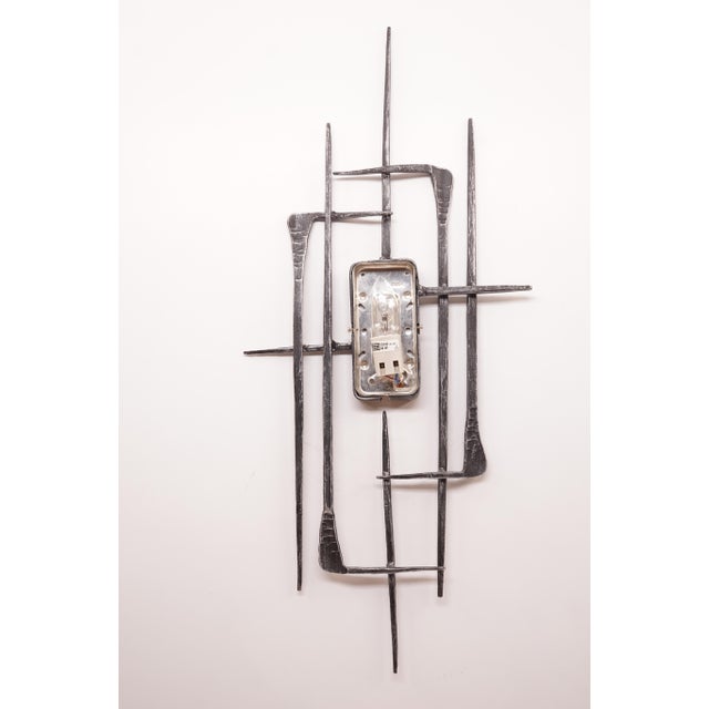 Vintage Brutalist Wrought Iron Wall Lamp, 1960s-1970s For Sale - Image 6 of 13