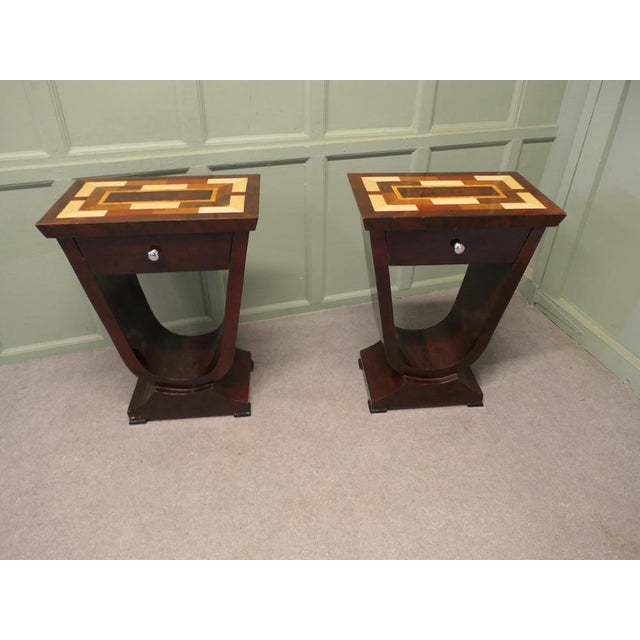 A Exceptional Pair of Art Deco Design Bedside or Lamp Tables This pair has a very aesthetic look with a high shine finish...