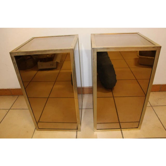 Mid-Century Modern Mid-Century Glass and Nickel-Plated Brass Side Tables, 1950s, Set of 2 For Sale - Image 3 of 9