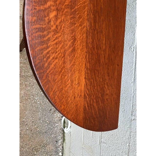 Wood Antique Half Moon Tiger Oak Demi Lune Single Drawer Console Table For Sale - Image 7 of 15