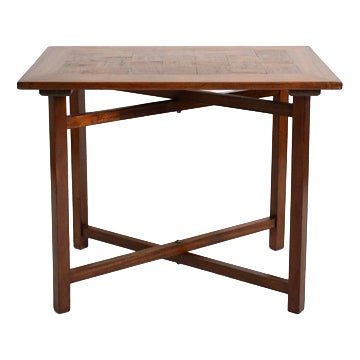 X Shaped Foot Chessboard Table For Sale