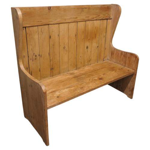 Wood High Back Pine Settle, 1880 For Sale - Image 7 of 7