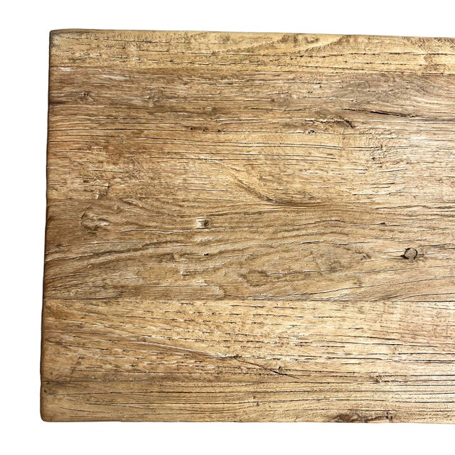 Wood Vintage Elm Log Leg Coffee Table / Bench For Sale - Image 7 of 7