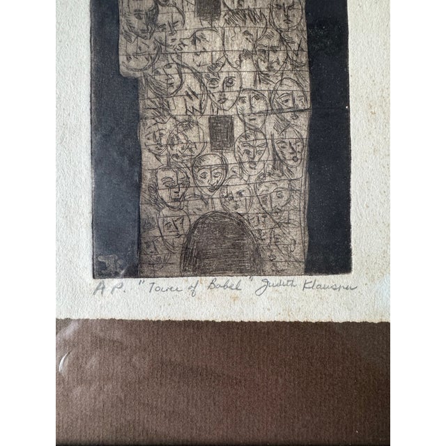 Figurative Judith Claussen Brazilian Modernist “Tower of Babel” Artist Proof Etching For Sale - Image 3 of 7