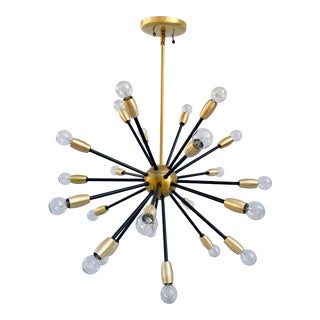 Sputnik Black and Brass Chandelier For Sale