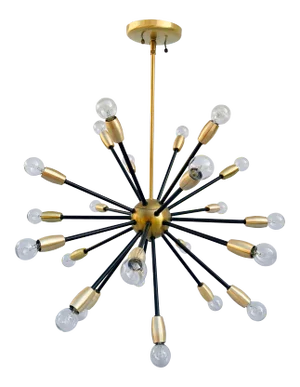Sputnik Black and Brass Chandelier