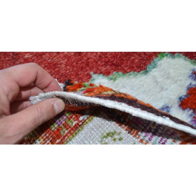 High Pile Area Rug Hand Knotted Colorful Oushak Medallion Rug - 3'10'' X 6' For Sale - Image 12 of 12