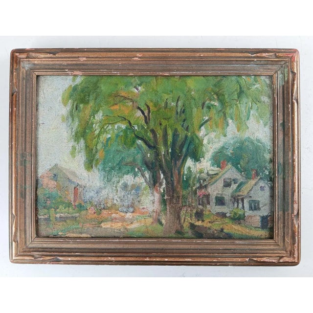 Wood Vintage 1925 William Woodward Farmhouse Painting For Sale - Image 7 of 7