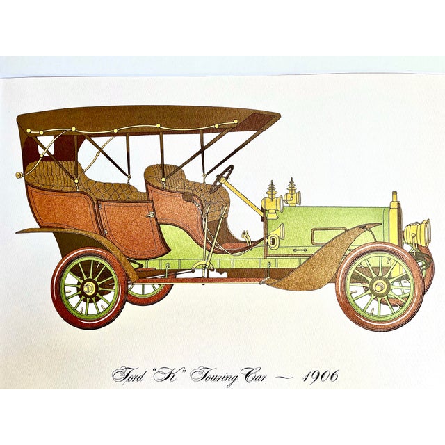 Contemporary Vintage Lithograph Print of an 1906 Ford K Touring Car Antique Automobile For Sale - Image 3 of 5
