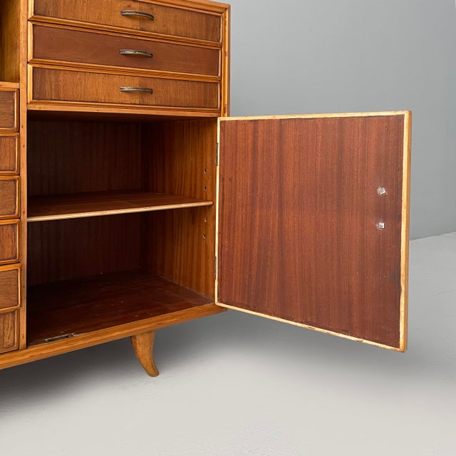 Mid-Century Modern Italian Sideboard in Wood and Brass, 1950s For Sale - Image 13 of 16
