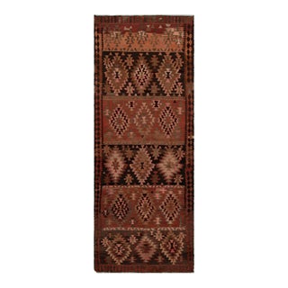 1950s Vintage Afghan Kilim Runner Rug With Geometric Patterns For Sale