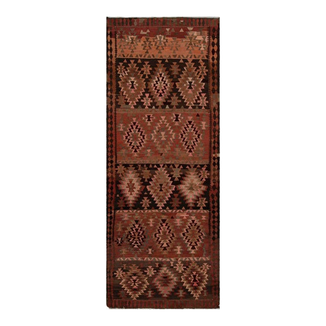 1950s Vintage Afghan Kilim Runner Rug With Geometric Patterns For Sale