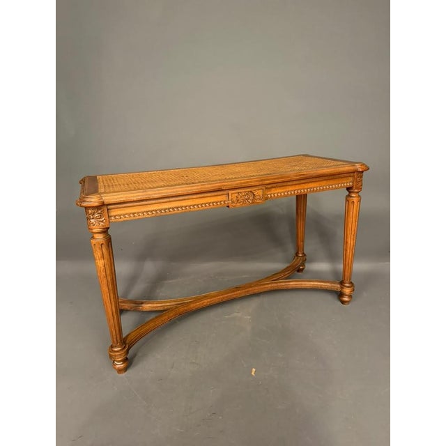 Wood 19th Century French Louis XVI Style Carved Walnut and Cane Bench, Circa 1880 For Sale - Image 7 of 13