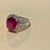 Gemstone Oval 7.5 Carat Treated Ruby and 1 Carat Diamond 14 Karat Yellow Gold Ring For Sale - Image 7 of 18