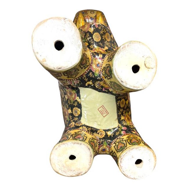 Ceramic Vintage Satsuma Chinese Republic Period Elephant Garden Stool – 1970s For Sale - Image 7 of 8