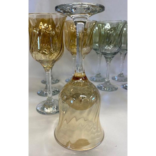 West Virginia Glass Specialty Co. Vintage 1960s Iridescent Luster Goblets - Set of 18 For Sale - Image 4 of 5