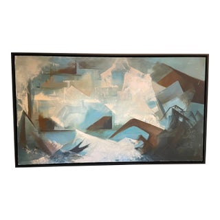 Vintage Abstract Painting on Canvas - Newly Framed For Sale